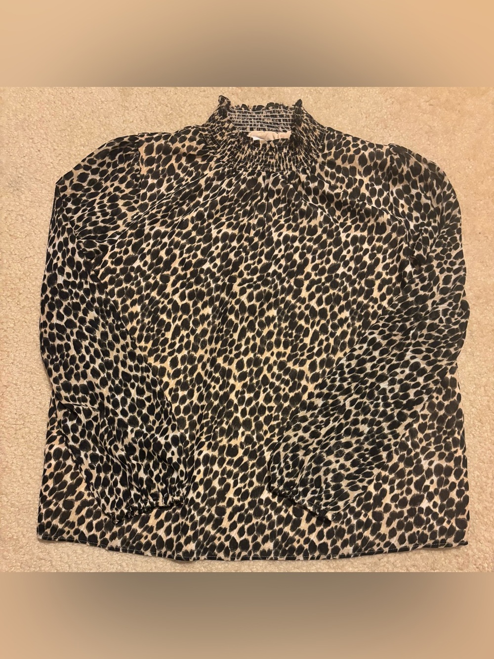 J.Crew Beige and Black Smocked Tunic Top